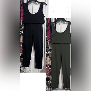 Elegant Black and Olive Jumpsuit Duo